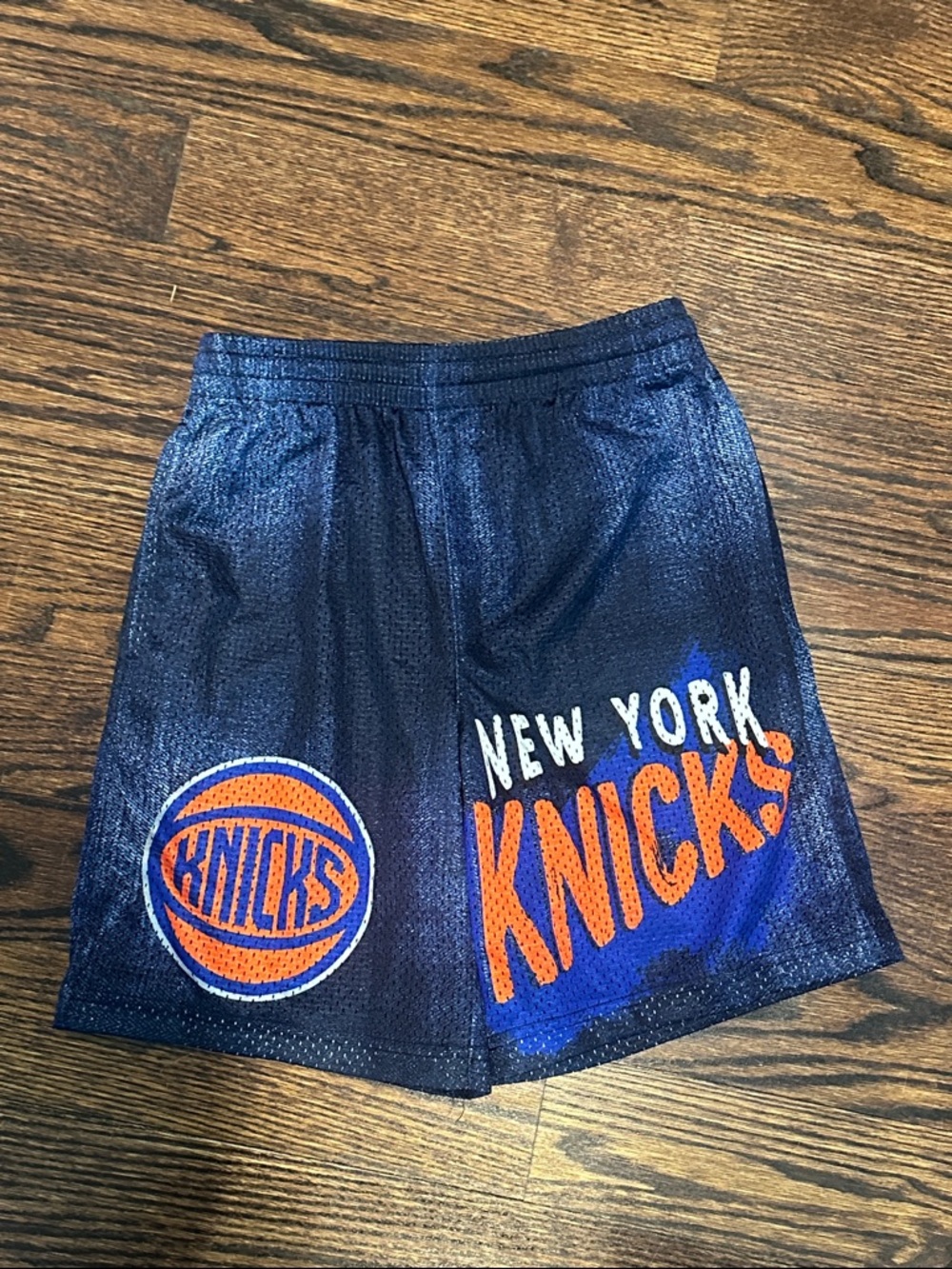 NBA New York Knicks Navy and Orange Mesh Shorts
